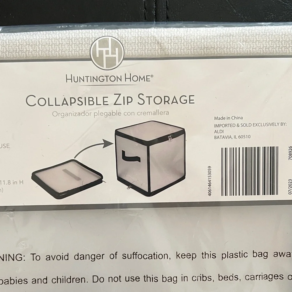 Huntington Home Black Collapsible Storage Organizer NIB